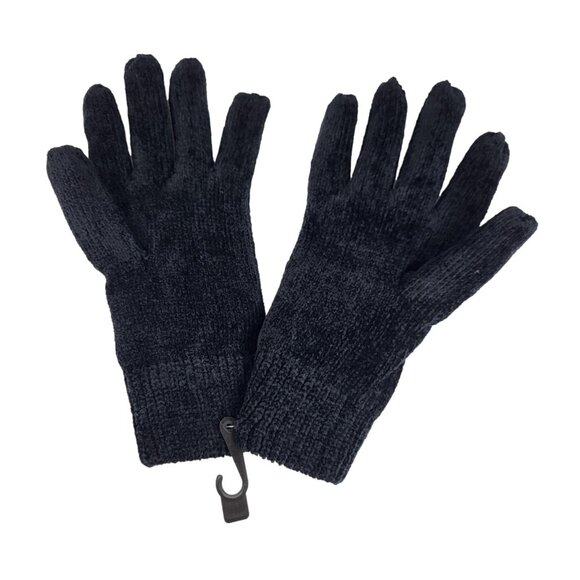 ISOTONER Knit Winter Gloves Faux Fur Lining Black One Size New - Picture 4 of 6